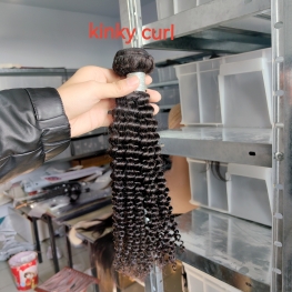 Kinky curl hair bundle 100% cuticle aligned burmese virgin hair material