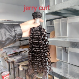 Jerry curl hair bundle 100% cuticle aligned burmese virgin hair material