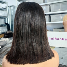 250% Double drawn 13x4 bob wig 100% cuticle aligned burmese virgin hair material