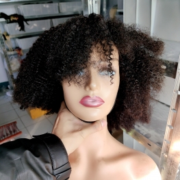 180% Machine wig afro kc 100% cuticle aligned burmese virgin hair material