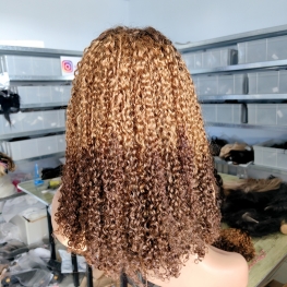 300% 5x5 transparent swiss lace wig pixie curl 100% cuticle aligned burmese virgin hair material